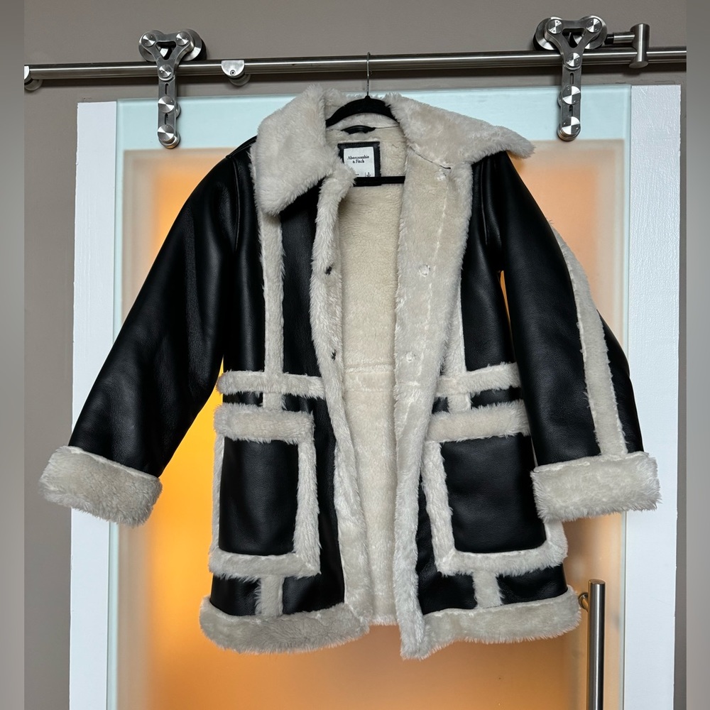 Abercrombie Fur lined leather jacket